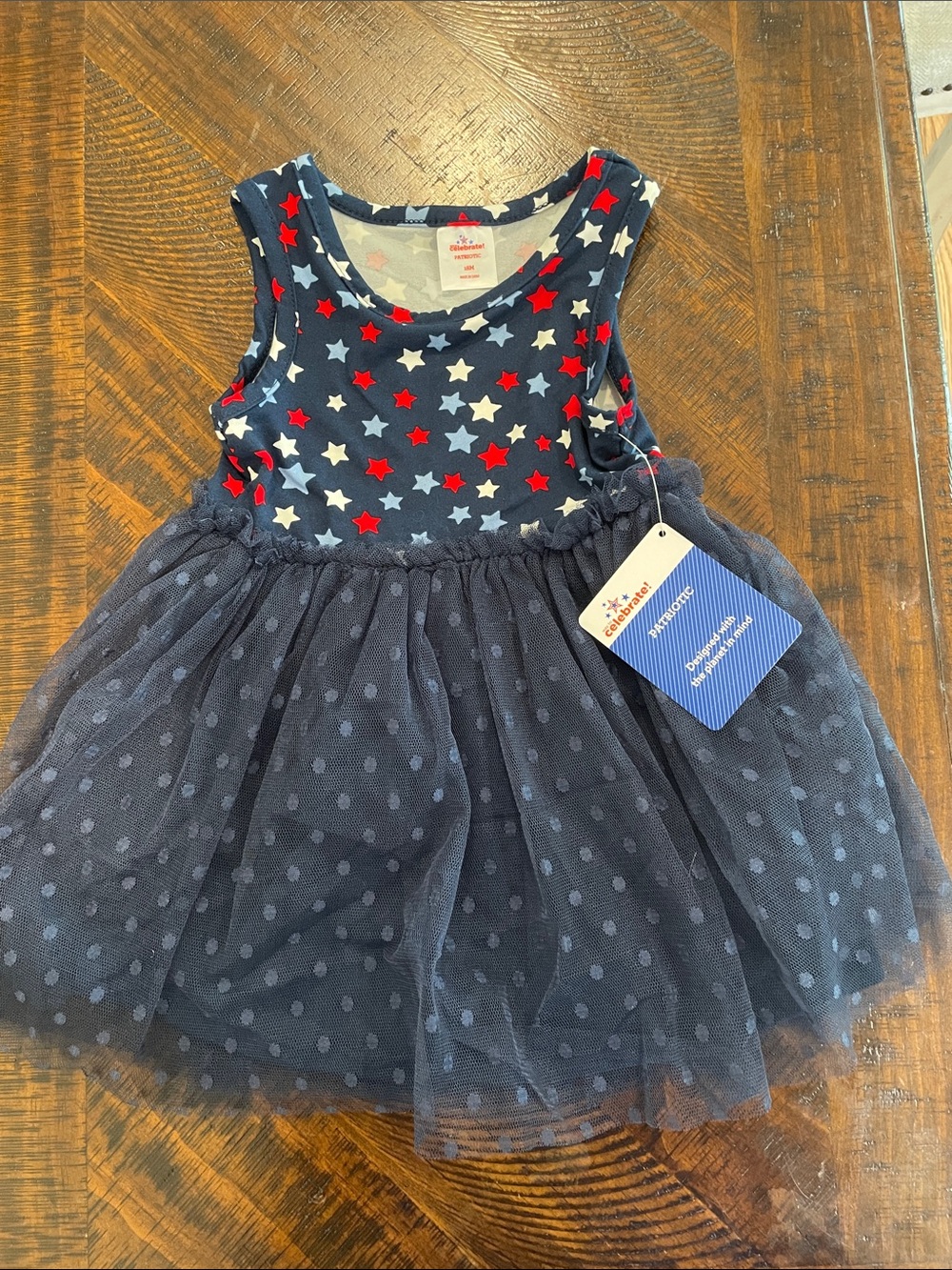 Carter's Navy, Red & White Star Tulle Dress